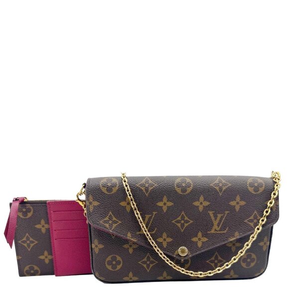 Louis Vuitton  Felicie Pochette Monogram Canvas Crossbody Bag Brown - Picture 1 of 15